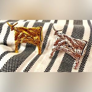 Steer cow PICK silver or gold tone brooch PIN